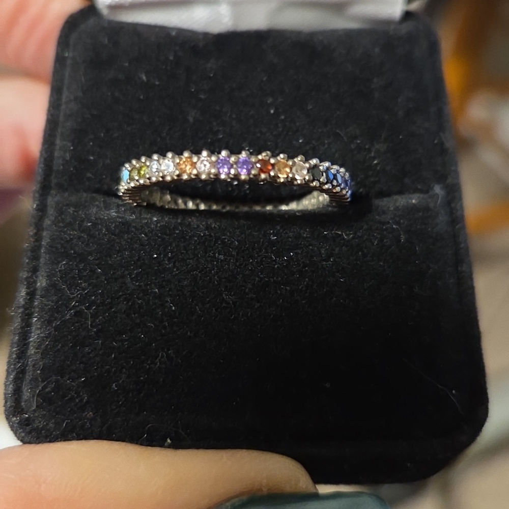 Multi-Moissonite Pav Stackable Ring - Pink And Mu… - image 3